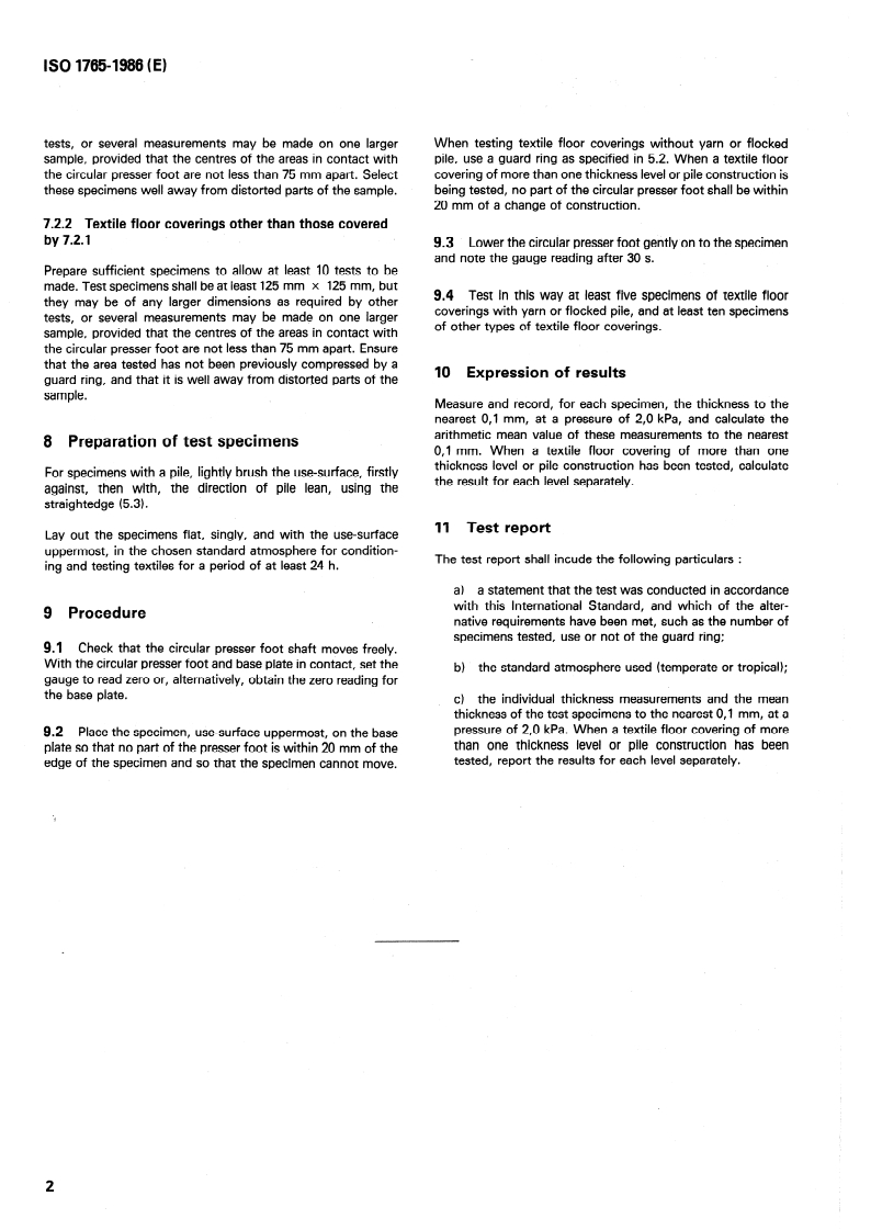 ISO 1765:1986 ISO 1765:1986 - Machine-made textile floor coverings — Determination of thickness/6/1986 - Page 4 preview