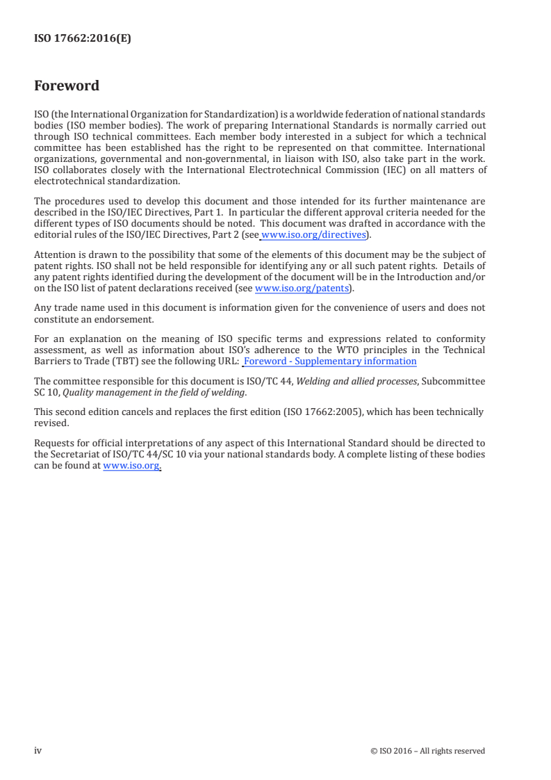 ISO 17662:2016 ISO 17662:2016 - Welding — Calibration, verification and validation of equipment used for welding, including ancillary activities/3/2016 - Page 4 preview