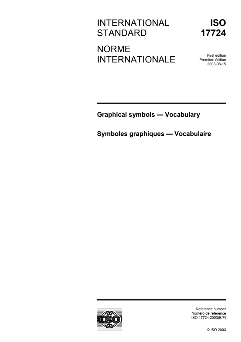 ISO 17724:2003 ISO 17724:2003 - Graphical symbols — Vocabulary/21/2003 - Page 1 preview