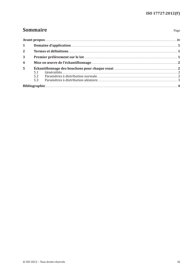 ISO 17727:2012 ISO 17727:2012 - Liège — Bouchons de liège pour vins tranquilles — Plan d'échantillonnage pour le contrôle qualité des bouchons de liège/11/2012 - Page 3 preview
