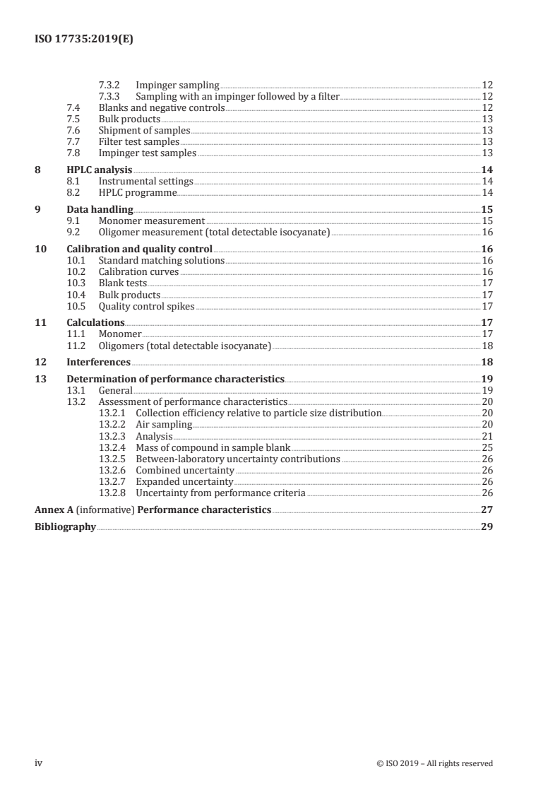 ISO 17735:2019 ISO 17735:2019 - Workplace atmospheres — Determination of total isocyanate groups in air using 1-(9-anthracenylmethyl)piperazine (MAP) reagent and liquid chromatography/1/2019 - Page 4 preview