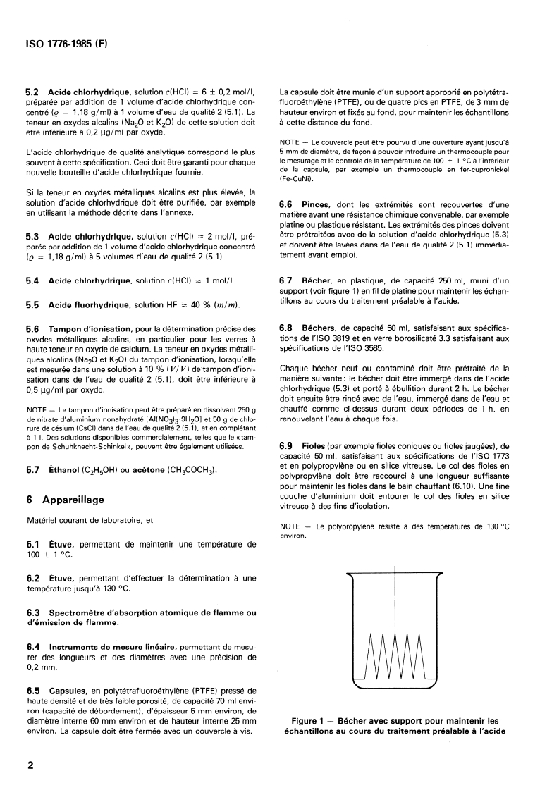 ISO 1776:1985 ISO 1776:1985 - Verre — Résistance à l'attaque par l'acide chlorhydrique à 100 degrés C — Méthode de détermination par spectrométrie d'absorption atomique de flamme ou d'émission de flamme/17/1985 - Page 4 preview