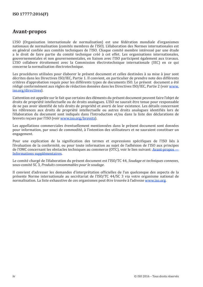 ISO 17777:2016 ISO 17777:2016 - Produits consommables pour le soudage — Électrodes enrobées pour le soudage manuel à l'arc du cuivre et des alliages de cuivre — Classification/12/2016 - Page 4 preview