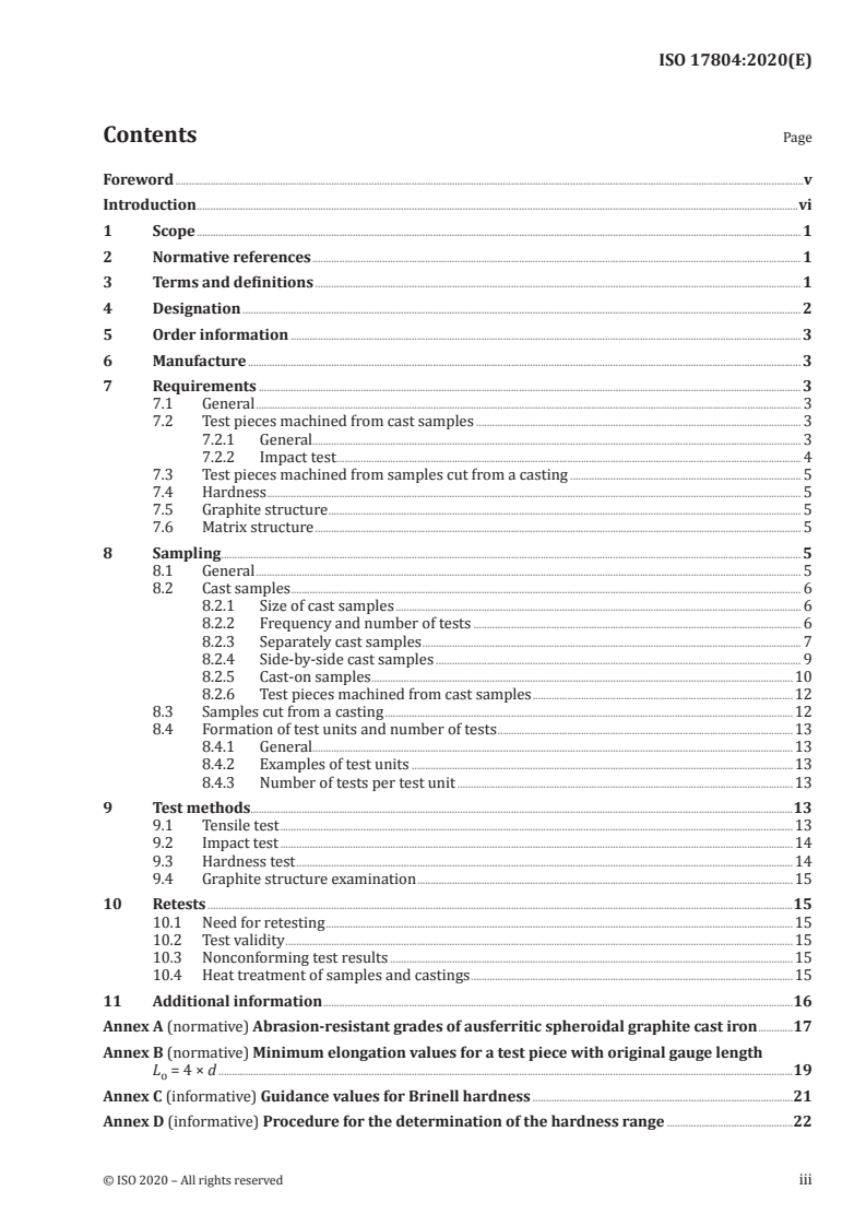 ISO 17804:2020 ISO 17804:2020 - Founding — Ausferritic spheroidal graphite cast irons — Classification/4/2020 - Page 3 preview