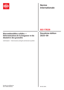 ISO 17829:2025 ISO 17829:2025 - Biocombustibles solides — Détermination de la longueur et du diamètre des granulés
Released:10. 09. 2025 - Page 1 preview