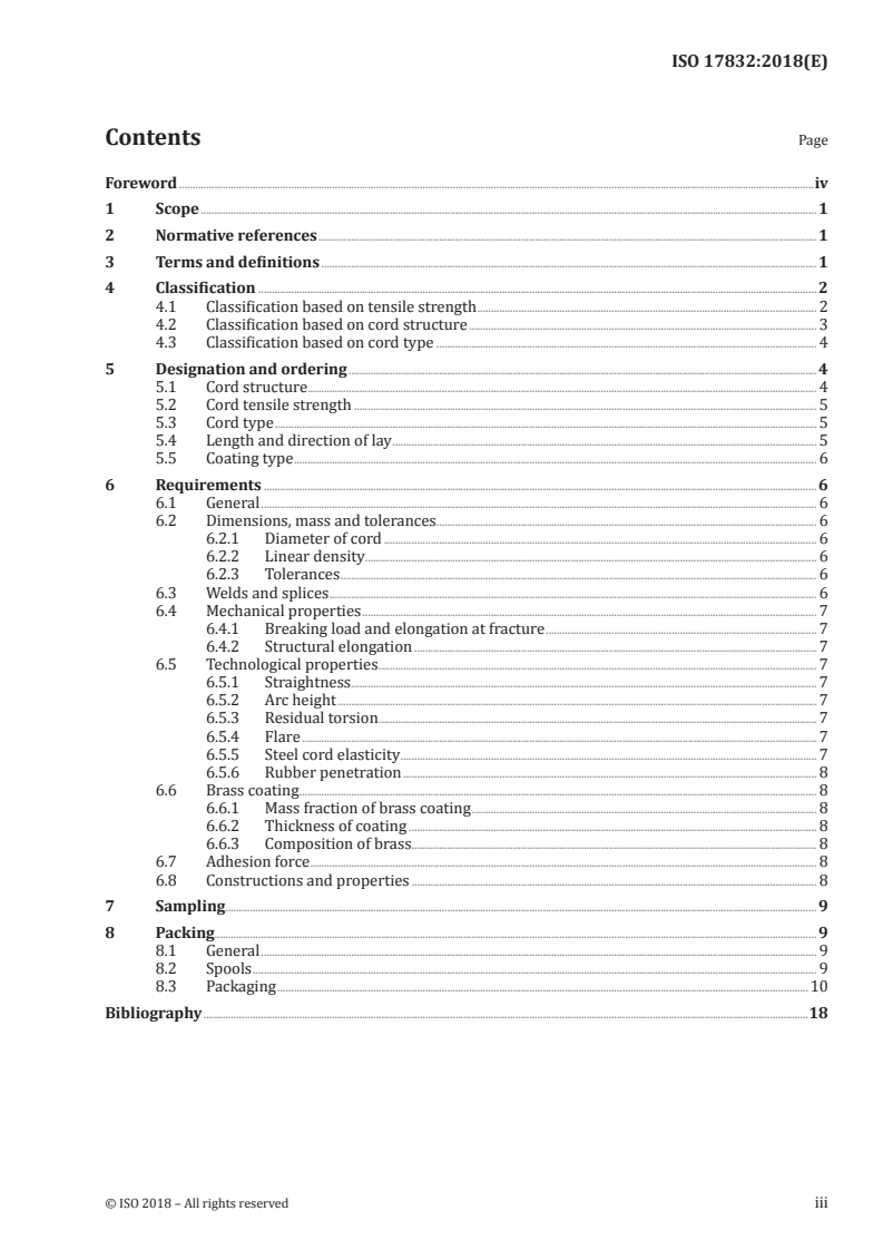 ISO 17832:2018 ISO 17832:2018 - Non-parallel steel wire and cords for tyre reinforcement/3/2018 - Page 3 preview
