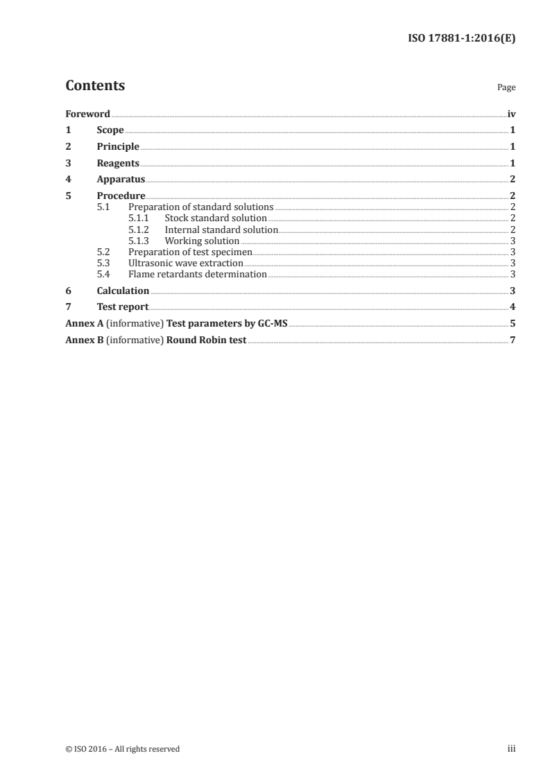 ISO 17881-1:2016 ISO 17881-1:2016 - Textiles — Determination of certain flame retardants — Part 1: Brominated flame retardants/26/2016 - Page 3 preview