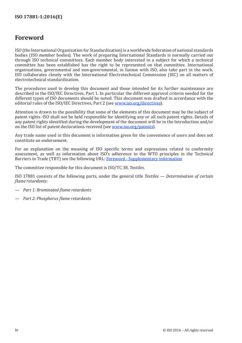 ISO 17881-1:2016 ISO 17881-1:2016 - Textiles — Determination of certain flame retardants — Part 1: Brominated flame retardants/26/2016 - Page 4 preview