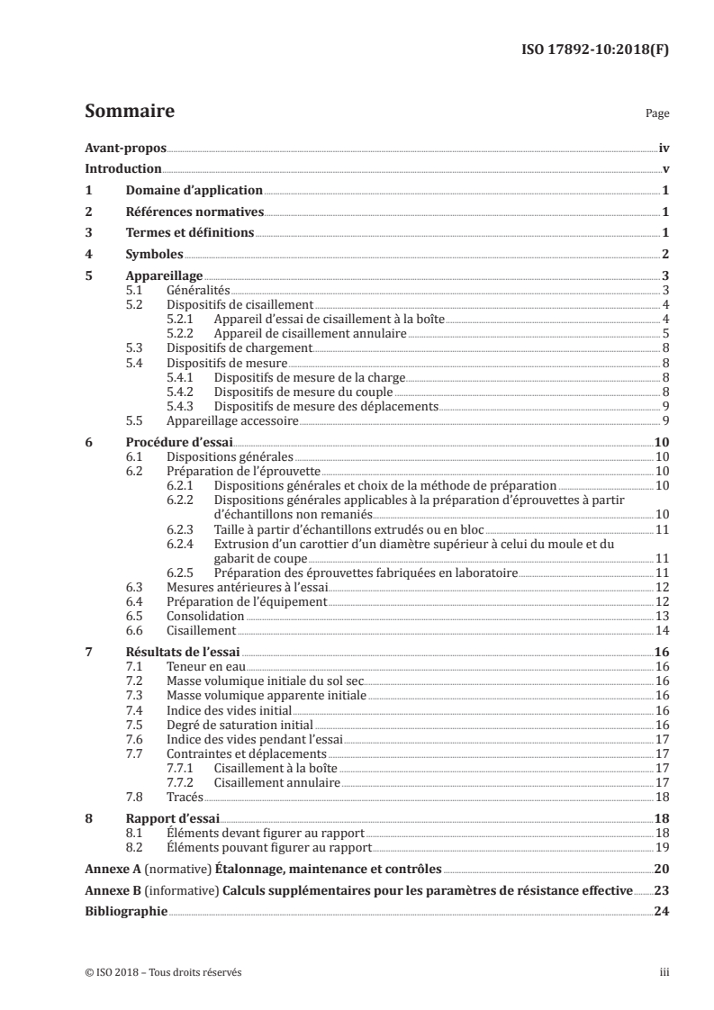 ISO 17892-10:2018 ISO 17892-10:2018 - Reconnaissance et essais géotechniques — Essais de laboratoire des sols — Partie 10: Essai de cisaillement direct/15/2019 - Page 3 preview