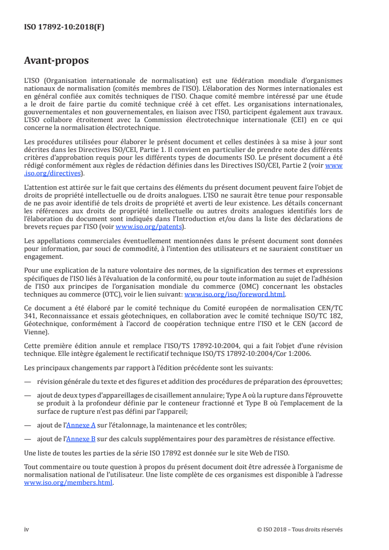 ISO 17892-10:2018 ISO 17892-10:2018 - Reconnaissance et essais géotechniques — Essais de laboratoire des sols — Partie 10: Essai de cisaillement direct/15/2019 - Page 4 preview