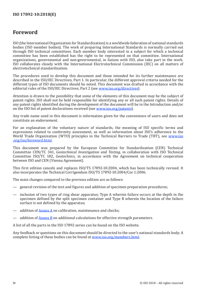ISO 17892-10:2018 ISO 17892-10:2018 - Geotechnical investigation and testing — Laboratory testing of soil — Part 10: Direct shear tests/15/2018 - Page 4 preview