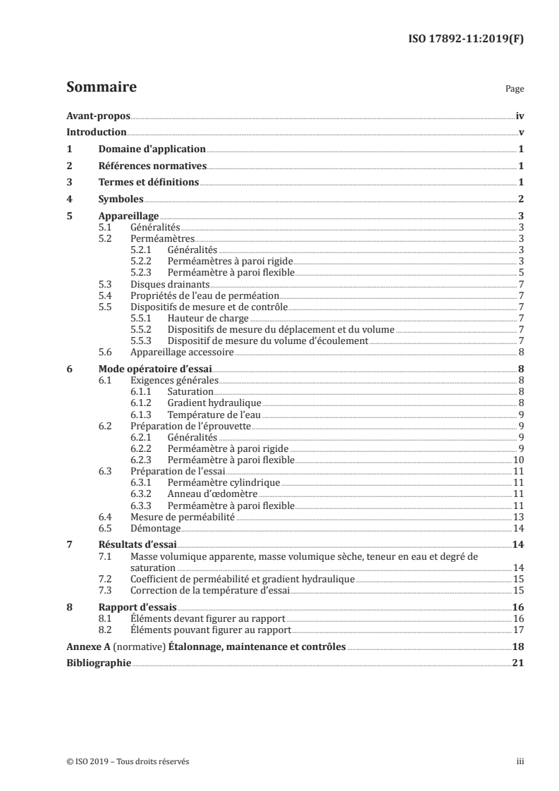 ISO 17892-11:2019 ISO 17892-11:2019 - Reconnaissance et essais géotechniques — Essais de laboratoire sur les sols — Partie 11: Essais de perméabilité/15/2019 - Page 3 preview