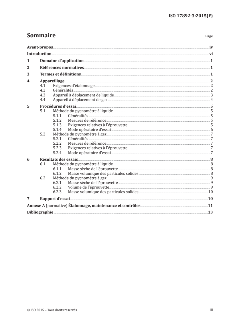ISO 17892-3:2015 ISO 17892-3:2015 - Reconnaissance et essais géotechniques — Essais de laboratoire sur les sols — Partie 3: Détermination de la masse volumique des particules solides/12/2019 - Page 3 preview