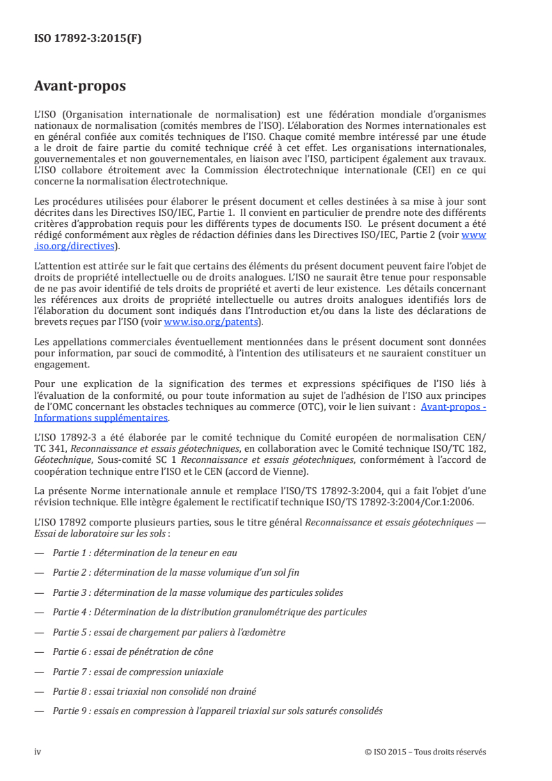 ISO 17892-3:2015 ISO 17892-3:2015 - Reconnaissance et essais géotechniques — Essais de laboratoire sur les sols — Partie 3: Détermination de la masse volumique des particules solides/12/2019 - Page 4 preview