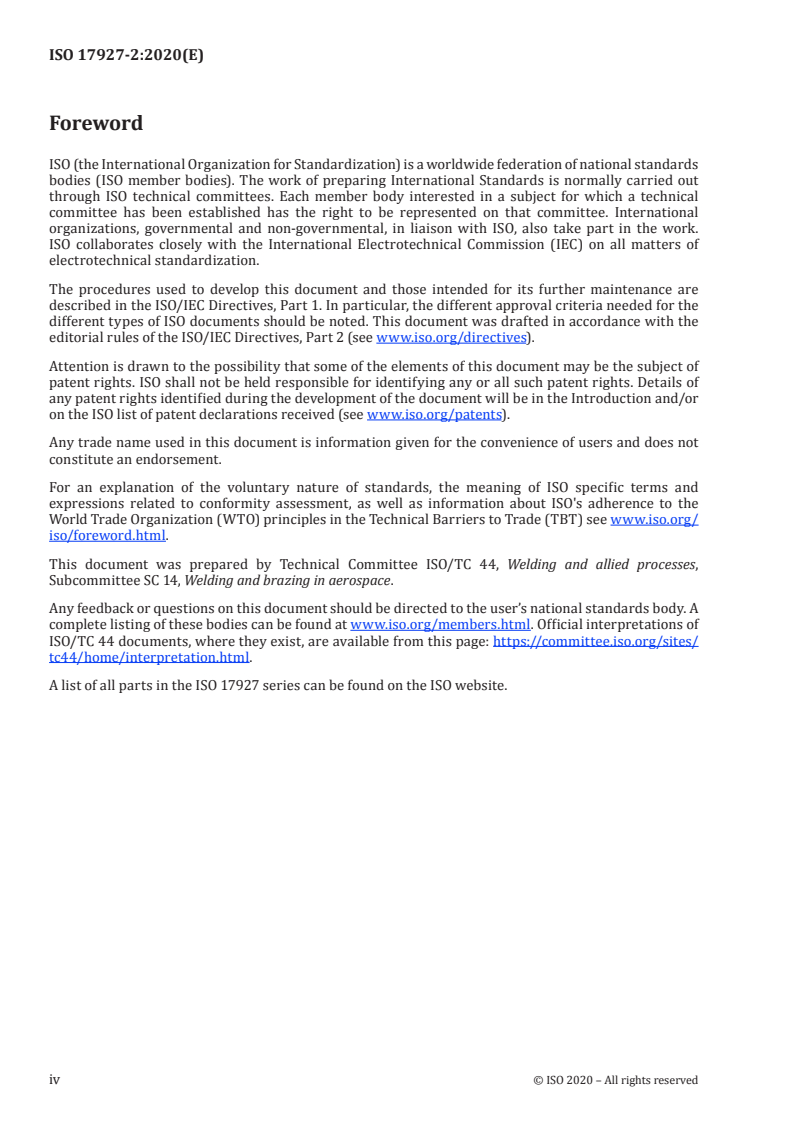 ISO 17927-2:2020 ISO 17927-2:2020 - Welding for aerospace applications — Fusion welding of metallic components — Part 2: Acceptance criteria/17/2020 - Page 4 preview
