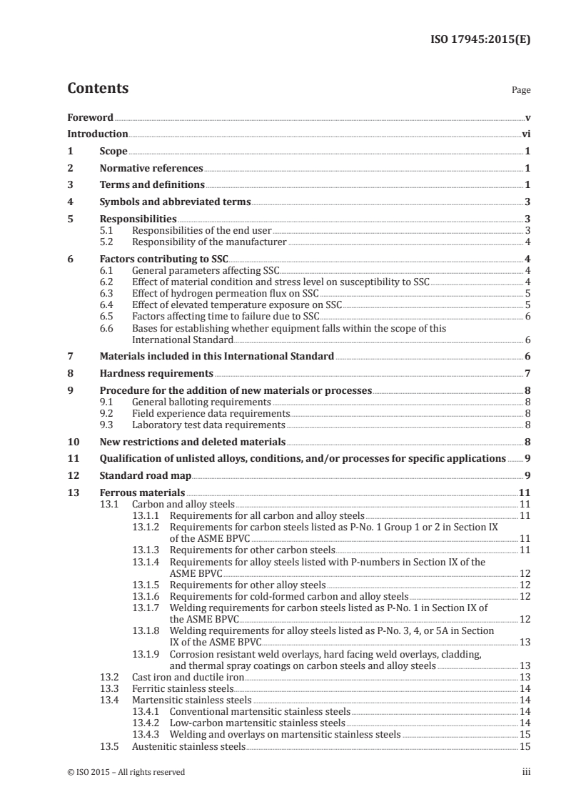 ISO 17945:2015 ISO 17945:2015 - Petroleum, petrochemical and natural gas industries — Metallic materials resistant to sulfide stress cracking in corrosive petroleum refining environments/13/2015 - Page 3 preview