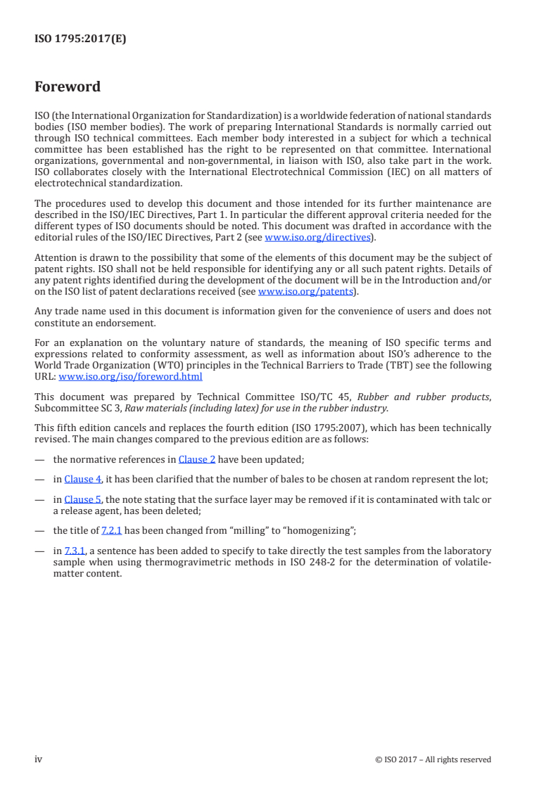ISO 1795:2017 ISO 1795:2017 - Rubber, raw natural and raw synthetic — Sampling and further preparative procedures/26/2017 - Page 4 preview