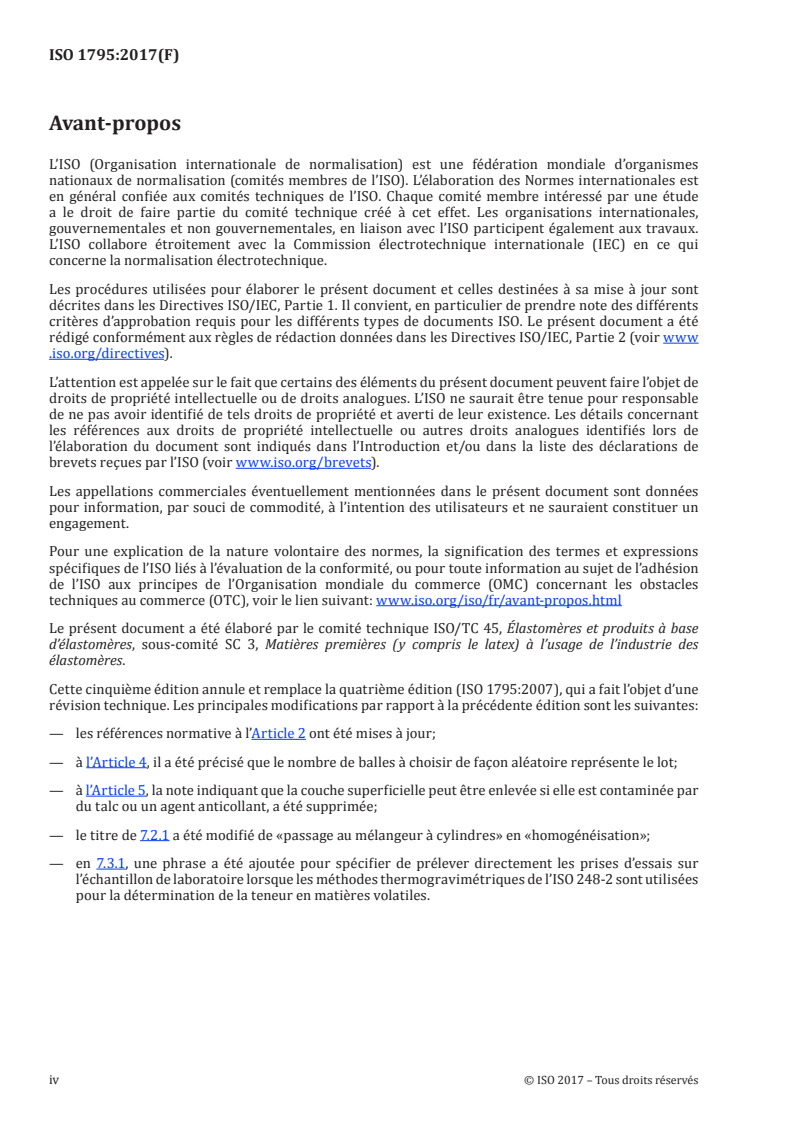 ISO 1795:2017 ISO 1795:2017 - Caoutchouc, naturel brut et synthétique brut — Méthodes d'échantillonnage et de préparation ultérieure/26/2017 - Page 4 preview