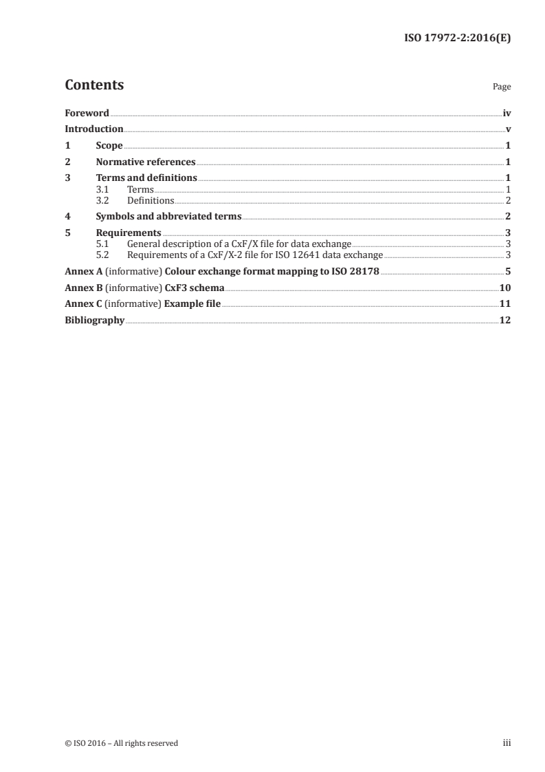ISO 17972-2:2016 ISO 17972-2:2016 - Graphic technology — Colour data exchange format (CxF/X) — Part 2: Scanner target data (CxF/X-2)/2/2016 - Page 3 preview