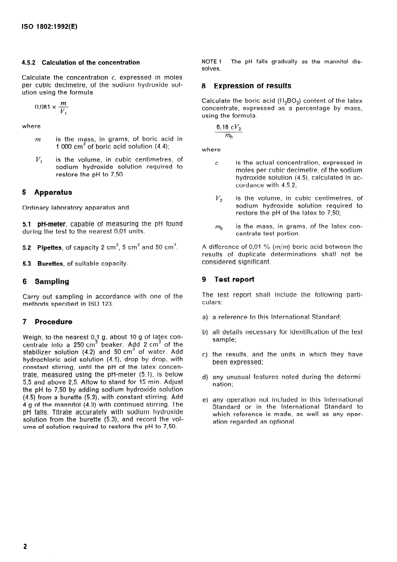 ISO 1802:1992 ISO 1802:1992 - Natural rubber latex concentrate — Determination of boric acid content/8/1992 - Page 4 preview