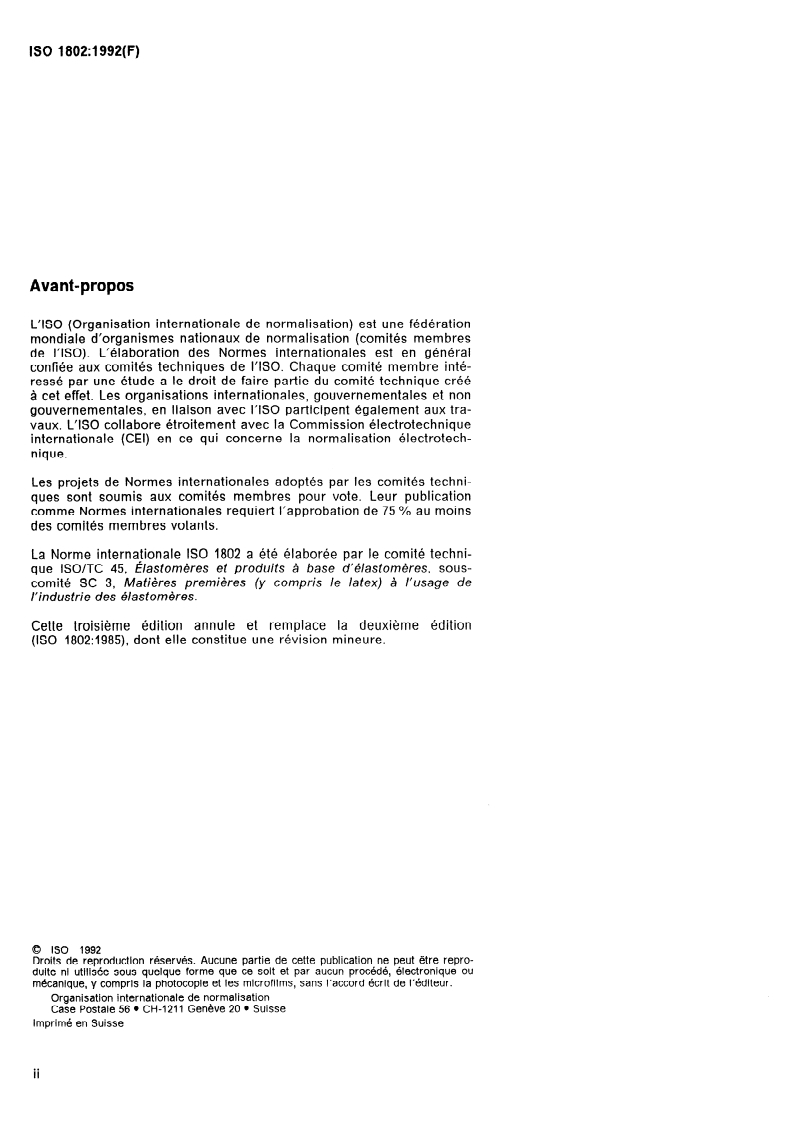 ISO 1802:1992 ISO 1802:1992 - Latex concentré de caoutchouc naturel — Dosage de l'acide borique/8/1992 - Page 2 preview