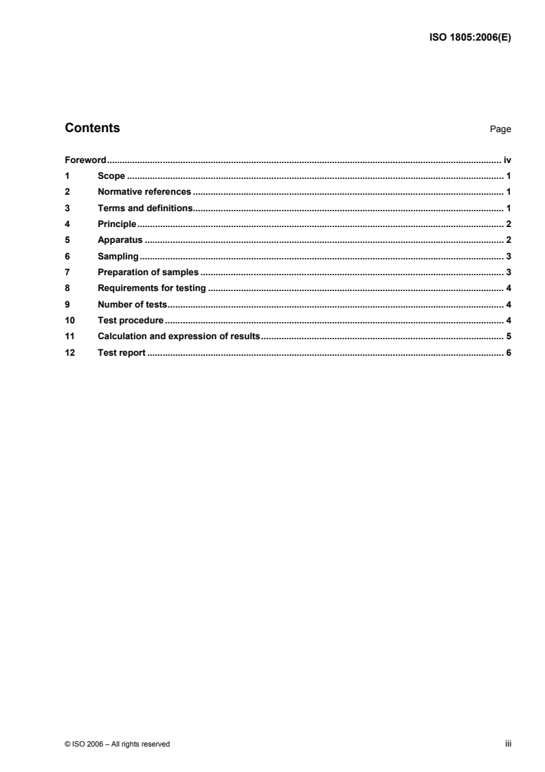 ISO 1805:2006 ISO 1805:2006 - Fishing nets — Determination of breaking force and knot breaking force of netting yarns/10/2006 - Page 3 preview