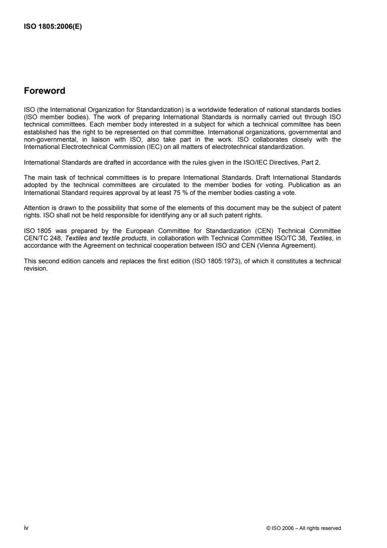 ISO 1805:2006 ISO 1805:2006 - Fishing nets — Determination of breaking force and knot breaking force of netting yarns/10/2006 - Page 4 preview