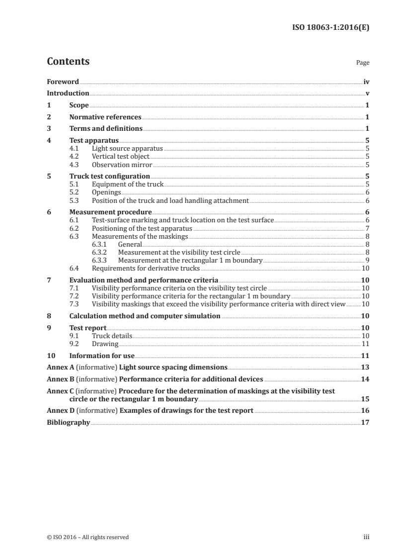 ISO 18063-1:2016 ISO 18063-1:2016 - Rough-terrain trucks — Visibility test methods and their verification — Part 1: Variable-reach trucks/1/2017 - Page 3 preview