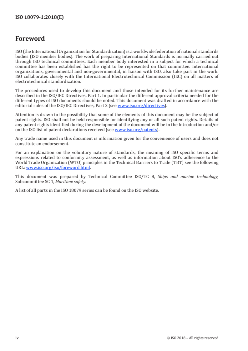 ISO 18079-1:2018 ISO 18079-1:2018 - Ships and marine technology — Servicing of inflatable life-saving appliances — Part 1: General/30/2018 - Page 4 preview