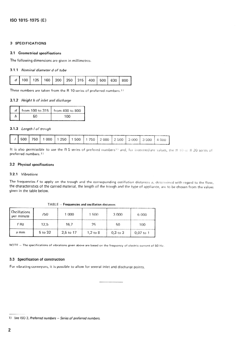 ISO 1815:1975 ISO 1815:1975 - Continuous mechanical handling equipment for loose bulk materials — Vibrating feeders and conveyors with tubular trough/1/1975 - Page 4 preview