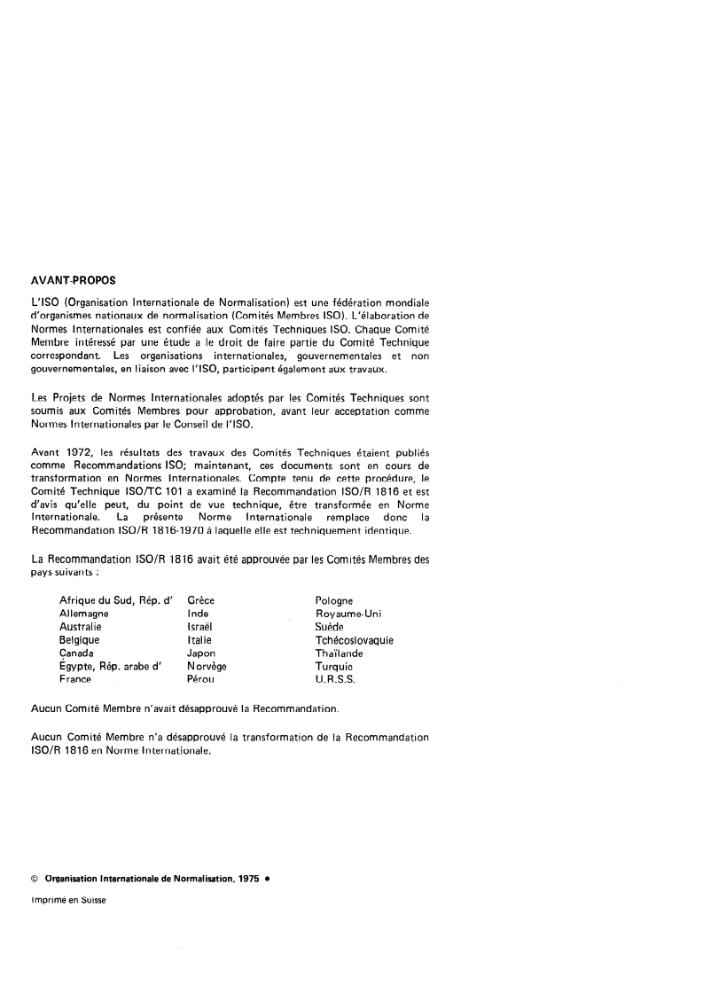 ISO 1816:1975 ISO 1816:1975 - Engins de manutention continue pour produits en vrac et pour charges isolées — Transporteurs à courroie — Caractéristiques de base des tambours moteurs/1/1975 - Page 2 preview