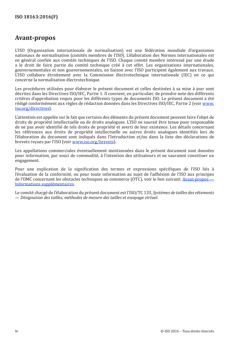 ISO 18163:2016 ISO 18163:2016 - Habillement — Essayage virtuel — Vocabulaire et terminologie utilisés pour les vêtements virtuels/24/2016 - Page 4 preview