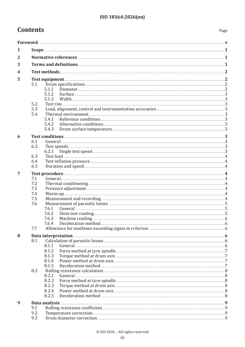 ISO 18164:2026 ISO 18164:2026 - Motorcycle tyres rolling resistance measurement methods — Single point test - Page 3 preview