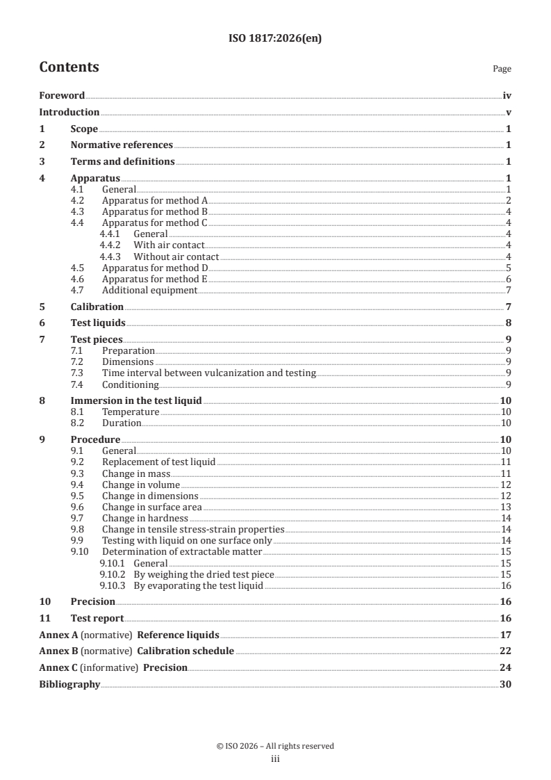 ISO 1817:2026 ISO 1817:2026 - Rubber, vulcanized or thermoplastic — Determination of the effect of liquids - Page 3 preview