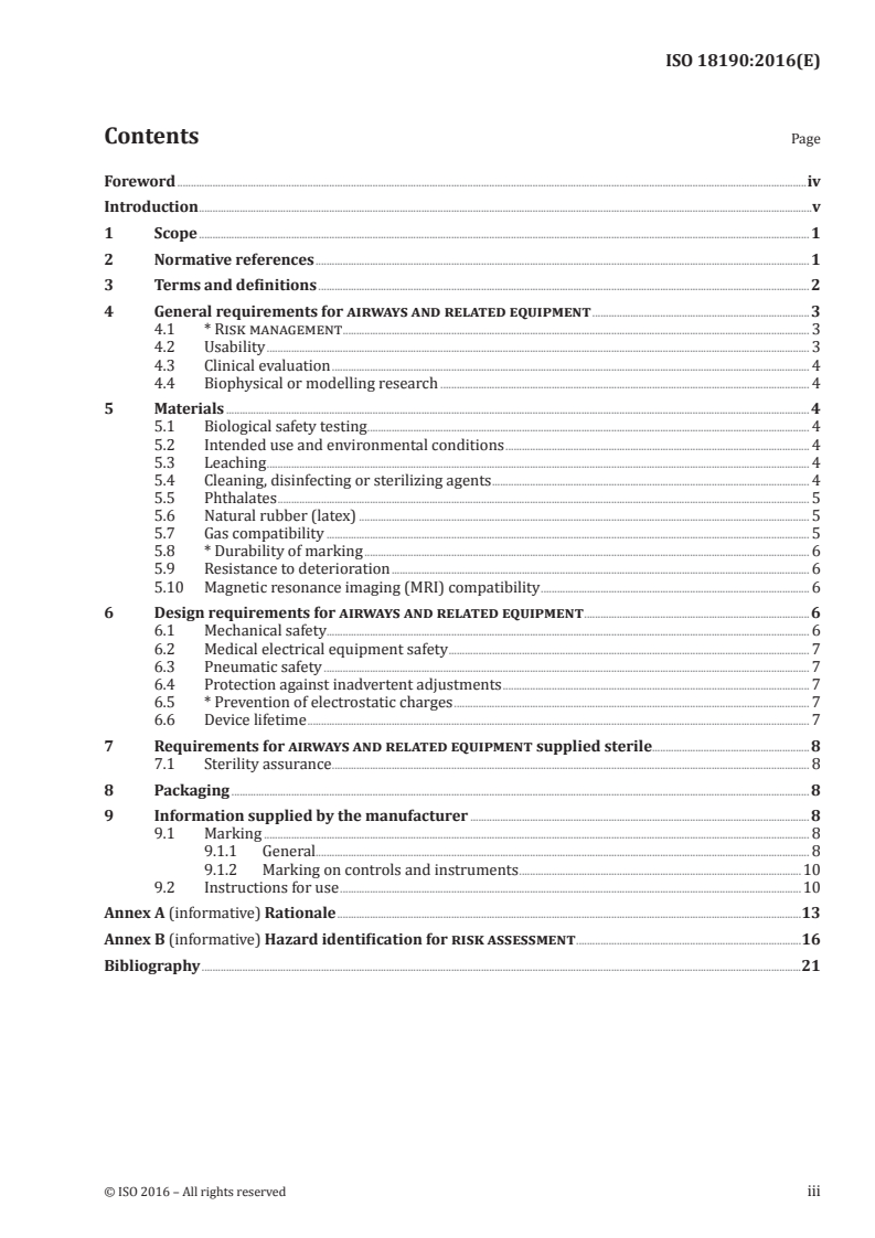 ISO 18190:2016 ISO 18190:2016 - Anaesthetic and respiratory equipment — General requirements for airways and related equipment/21/2016 - Page 3 preview