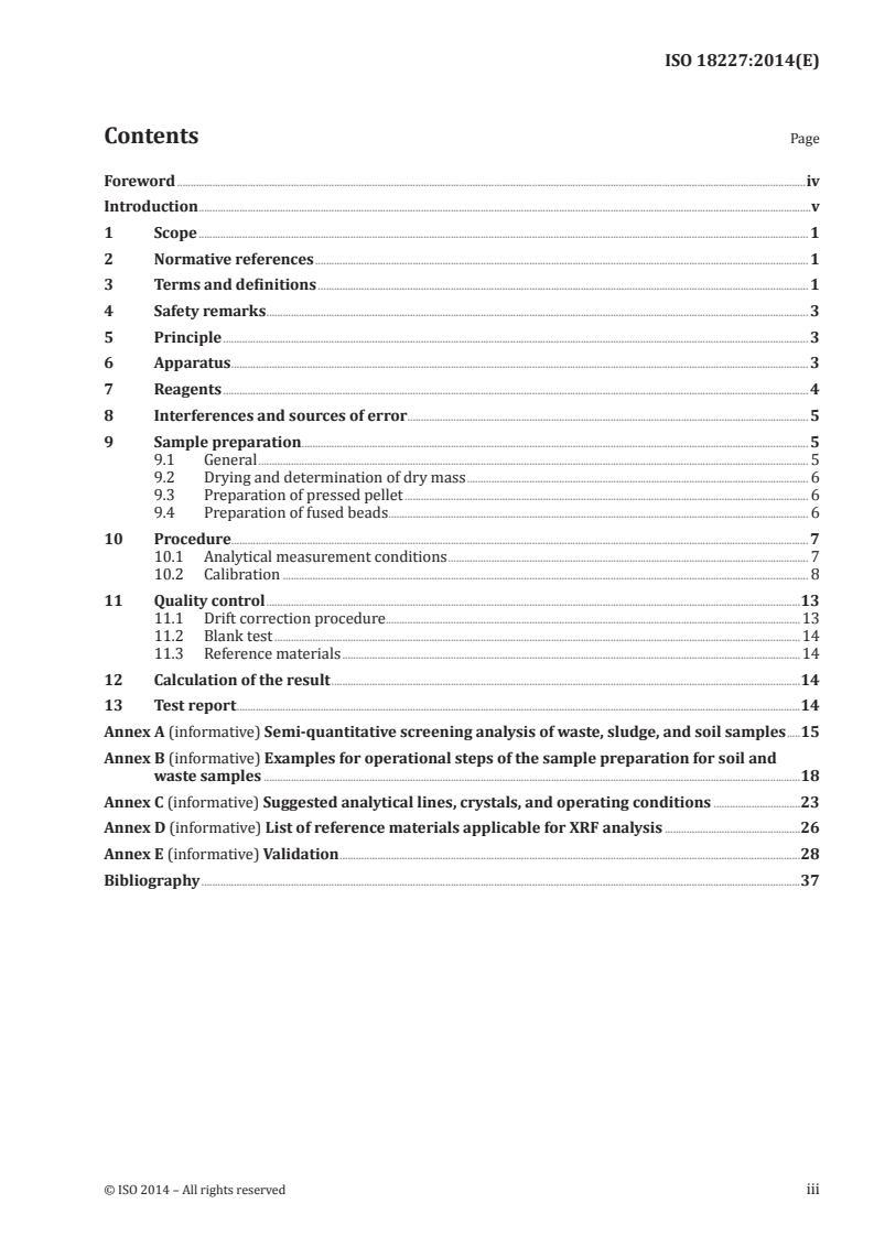 ISO 18227:2014 ISO 18227:2014 - Soil quality — Determination of elemental composition by X-ray fluorescence/19/2014 - Page 3 preview
