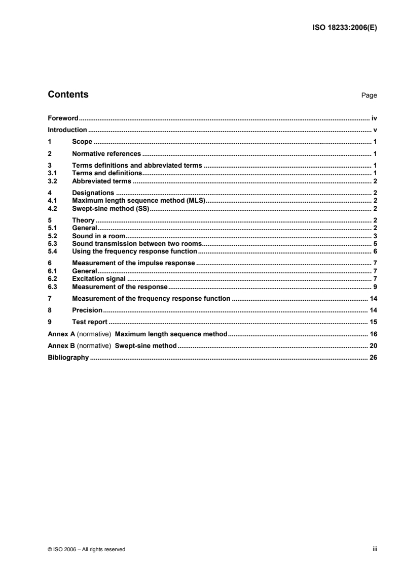 ISO 18233:2006 ISO 18233:2006 - Acoustics — Application of new measurement methods in building and room acoustics/1/2006 - Page 3 preview