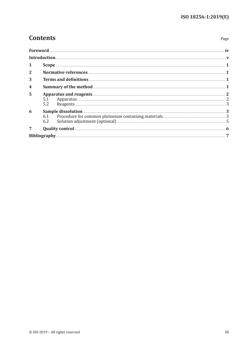 ISO 18256-1:2019 ISO 18256-1:2019 - Nuclear fuel technology — Dissolution of plutonium dioxide-containing materials — Part 1: Dissolution of plutonium dioxide powders/15/2019 - Page 3 preview