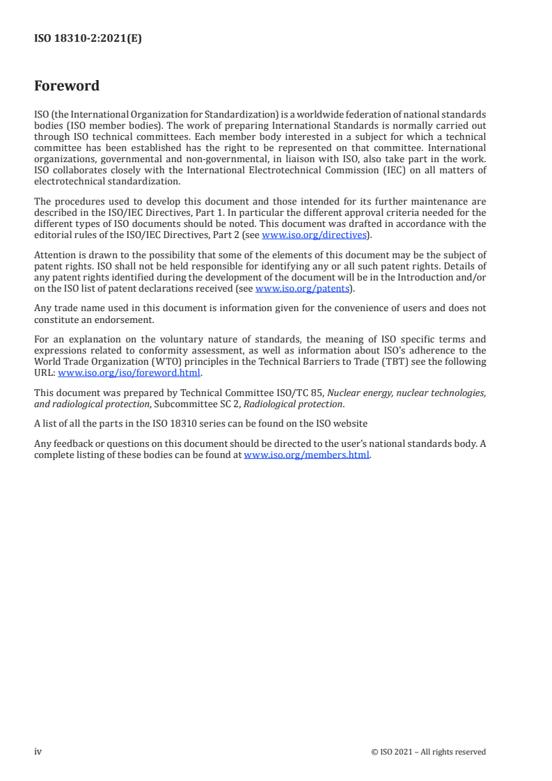 ISO 18310-2:2021 ISO 18310-2:2021 - Measurement and prediction of the ambient dose equivalent from patients receiving iodine 131 administration after thyroid ablation — Part 2: External effective dose of the caregivers after release from the hospital/10/2021 - Page 4 preview