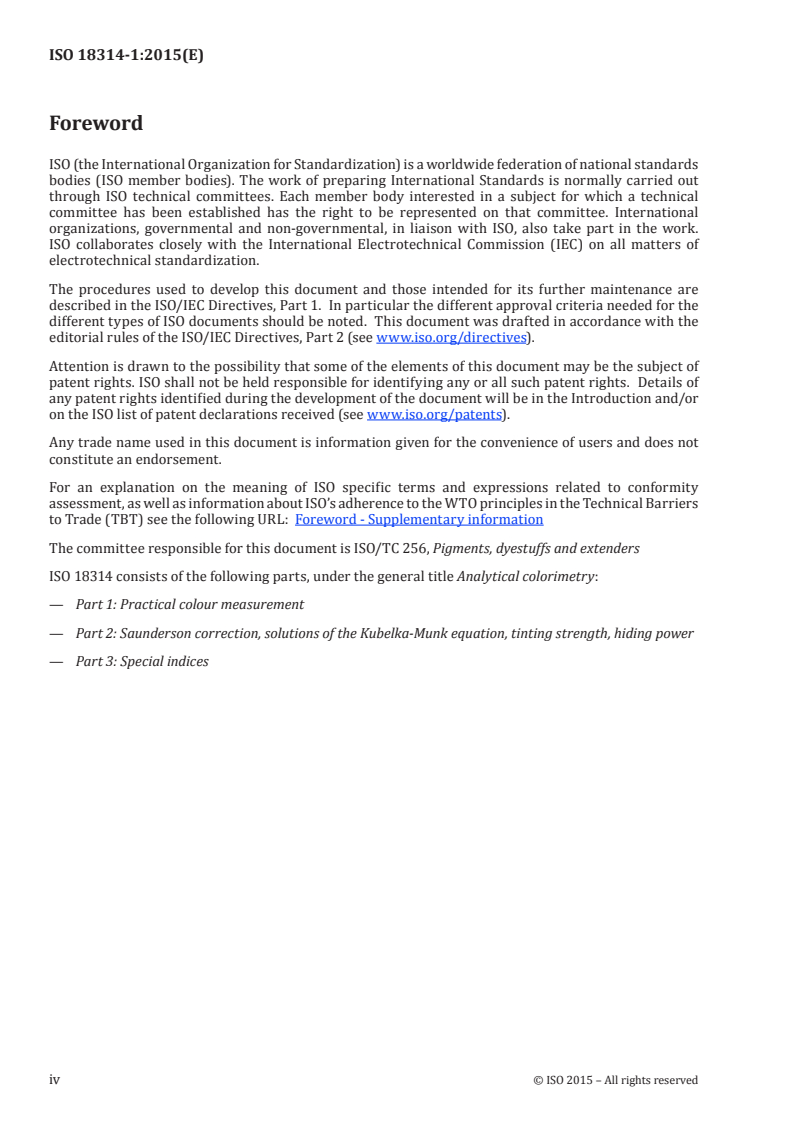 ISO 18314-1:2015 ISO 18314-1:2015 - Analytical colorimetry — Part 1: Practical colour measurement/3/2015 - Page 4 preview