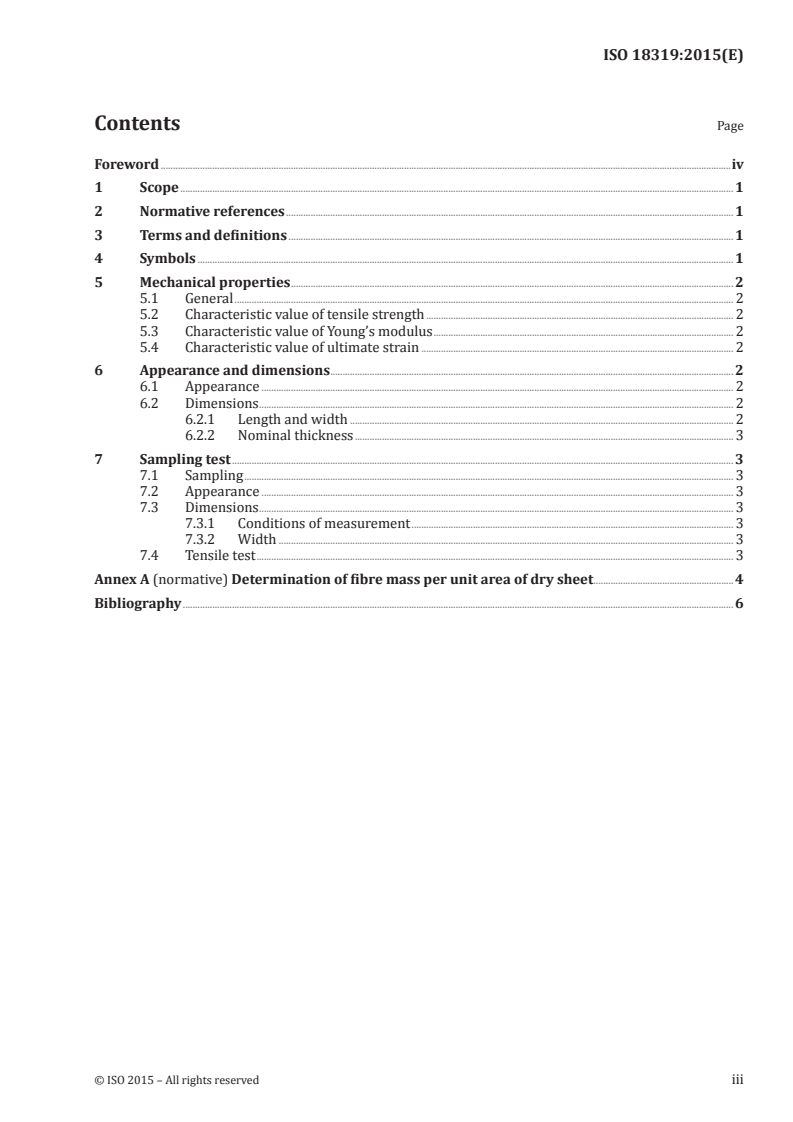 ISO 18319:2015 ISO 18319:2015 - Fibre-reinforced polymer (FRP) reinforcement for concrete structures — Specifications of FRP sheets/16/2015 - Page 3 preview