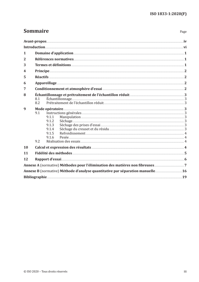 ISO 1833-1:2020 ISO 1833-1:2020 - Textiles — Analyse chimique quantitative — Partie 1: Principes généraux des essais/5/2020 - Page 3 preview