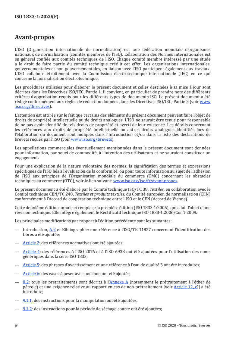 ISO 1833-1:2020 ISO 1833-1:2020 - Textiles — Analyse chimique quantitative — Partie 1: Principes généraux des essais/5/2020 - Page 4 preview