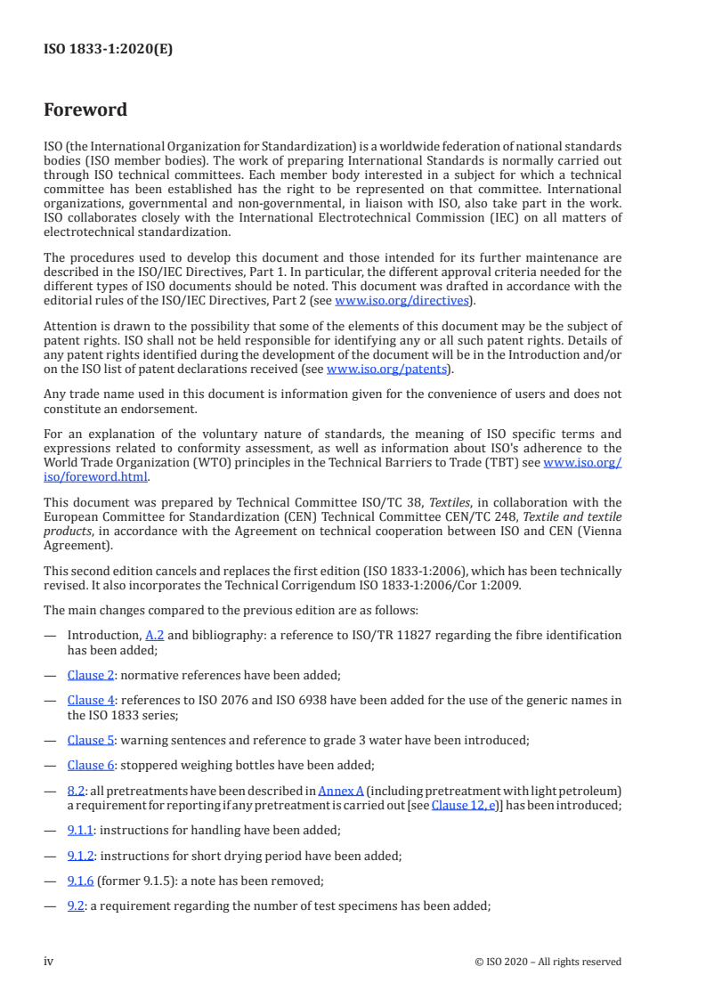 ISO 1833-1:2020 ISO 1833-1:2020 - Textiles — Quantitative chemical analysis — Part 1: General principles of testing/5/2020 - Page 4 preview