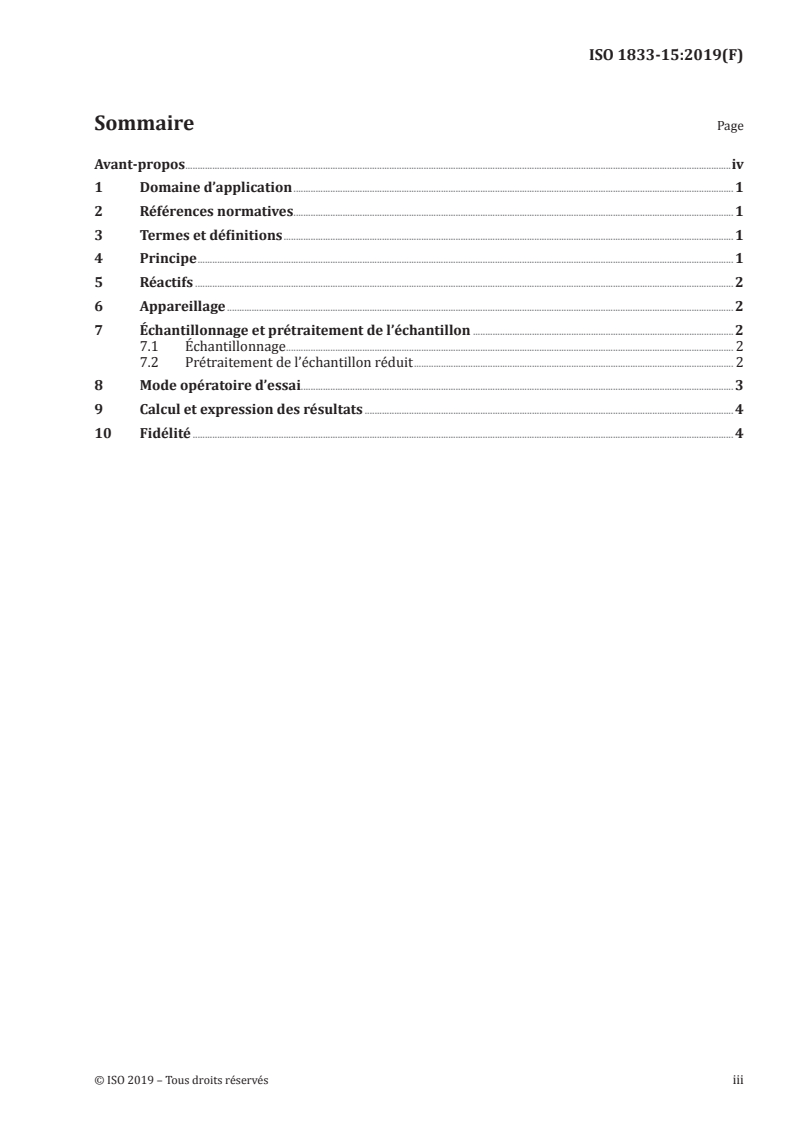 ISO 1833-15:2019 ISO 1833-15:2019 - Textiles — Analyse chimique quantitative — Partie 15: Mélanges de jute avec certaines fibres animales (méthode par détermination de la teneur en azote)/6/2019 - Page 3 preview