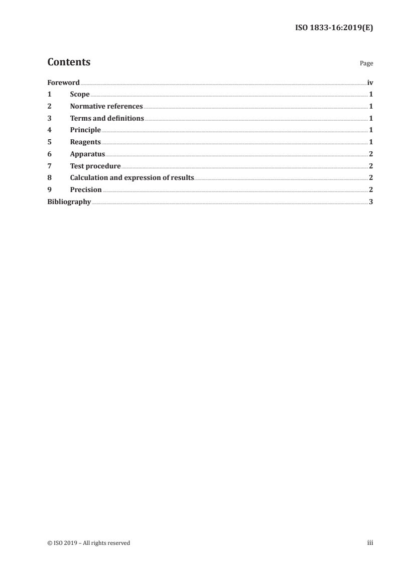 ISO 1833-16:2019 ISO 1833-16:2019 - Textiles — Quantitative chemical analysis — Part 16: Mixtures of polypropylene fibres with certain other fibres (method using xylene)/26/2019 - Page 3 preview
