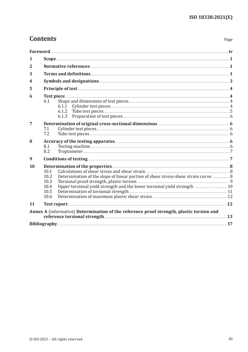 ISO 18338:2021 ISO 18338:2021 - Metallic materials — Torsion test at room temperature
Released:12/13/2021 - Page 3 preview