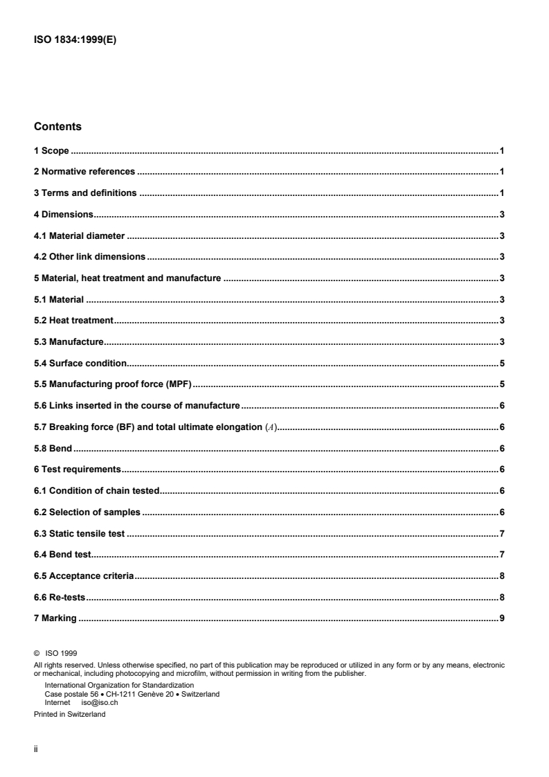 ISO 1834:1999 ISO 1834:1999 - Short link chain for lifting purposes — General conditions of acceptance/14/1999 - Page 2 preview