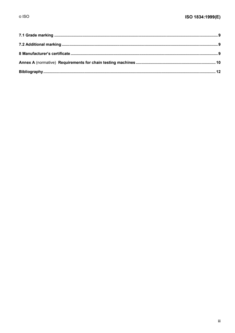 ISO 1834:1999 ISO 1834:1999 - Short link chain for lifting purposes — General conditions of acceptance/14/1999 - Page 3 preview