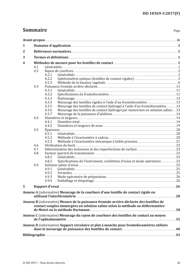ISO 18369-3:2017 ISO 18369-3:2017 - Optique ophtalmique — Lentilles de contact — Partie 3: Méthodes de mesure/3/2017 - Page 3 preview